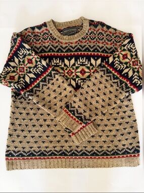 Abercrombie & Fitch Fair Isle Sweater XL Wool Blend Nordic Grandpa Cottagecore